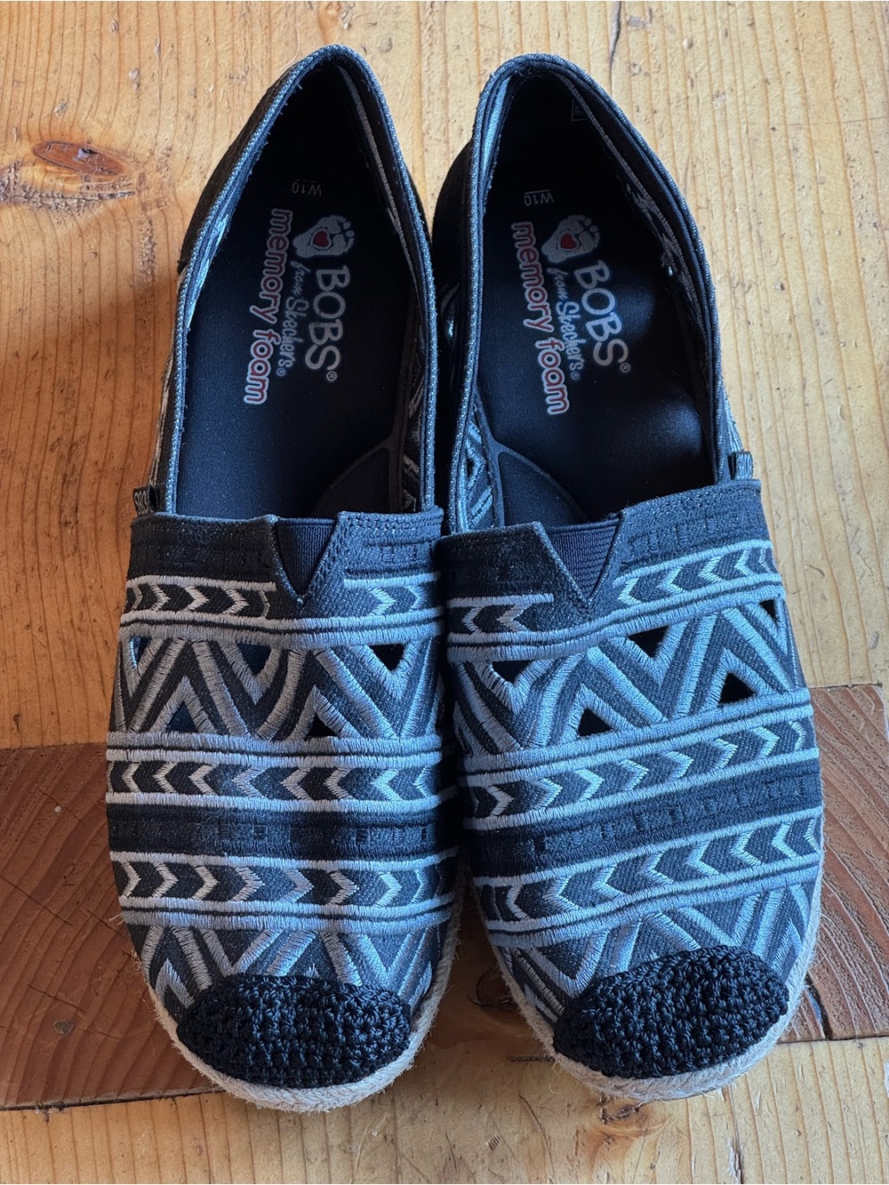 BOBS by Skechers Black & Gray Slip-On Espadrille Shoe